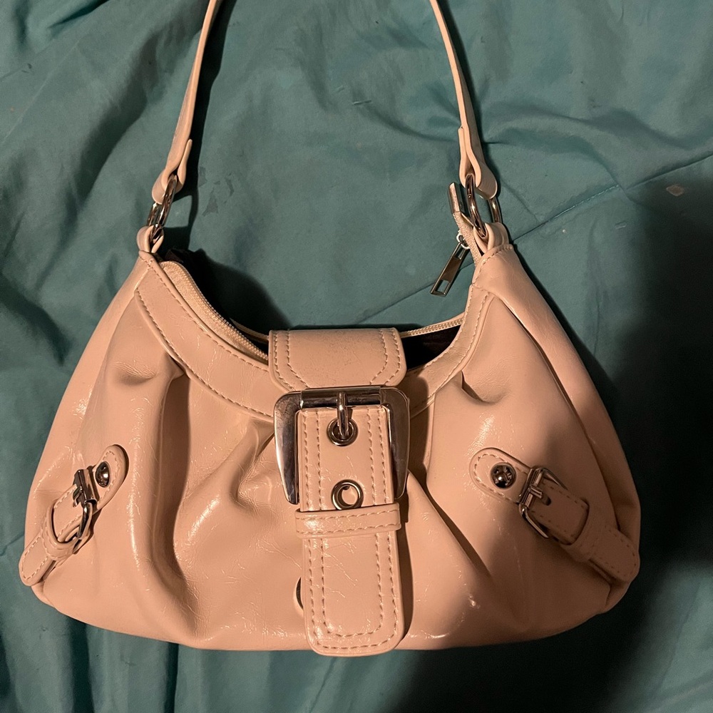 SHEIN Cream Shoulder Bag with Buckle Detail